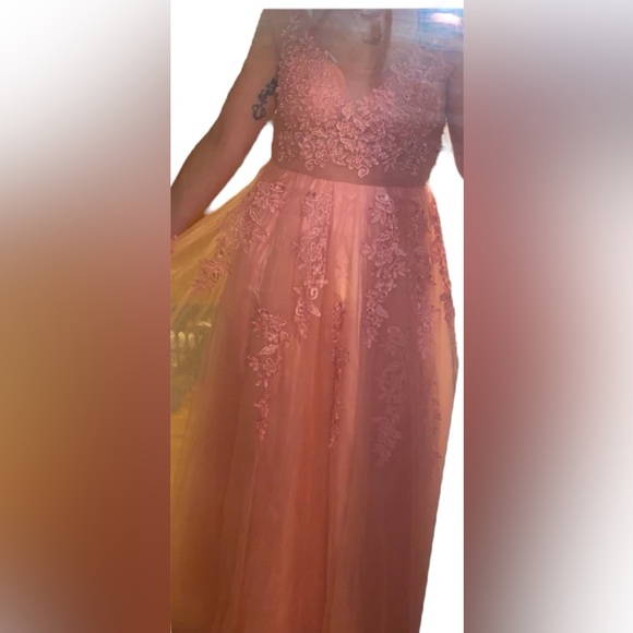 Pink Floral Tulle Full Floor Length Custom Ballgown Long Full Dress Prom Formal🤩 - Picture 2 of 10
